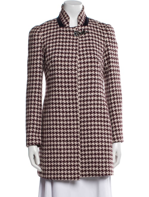 Fay Wool Houndstooth Print Coat
