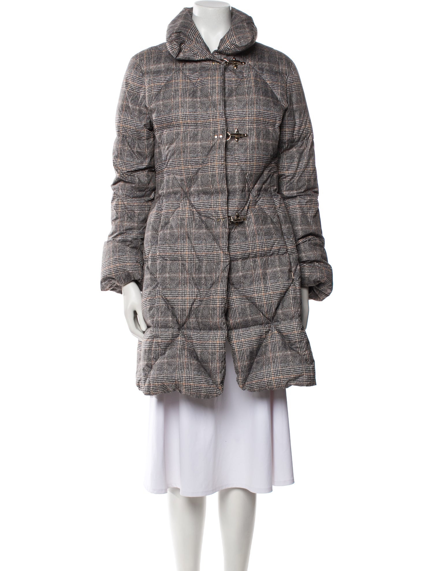 Fay Plaid Print Down Coat