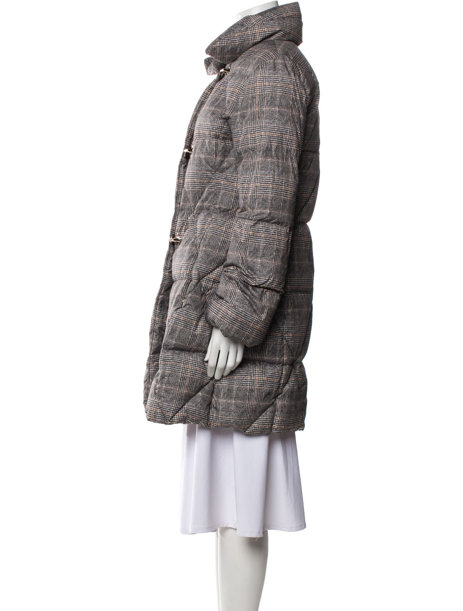 Fay Plaid Print Down Coat