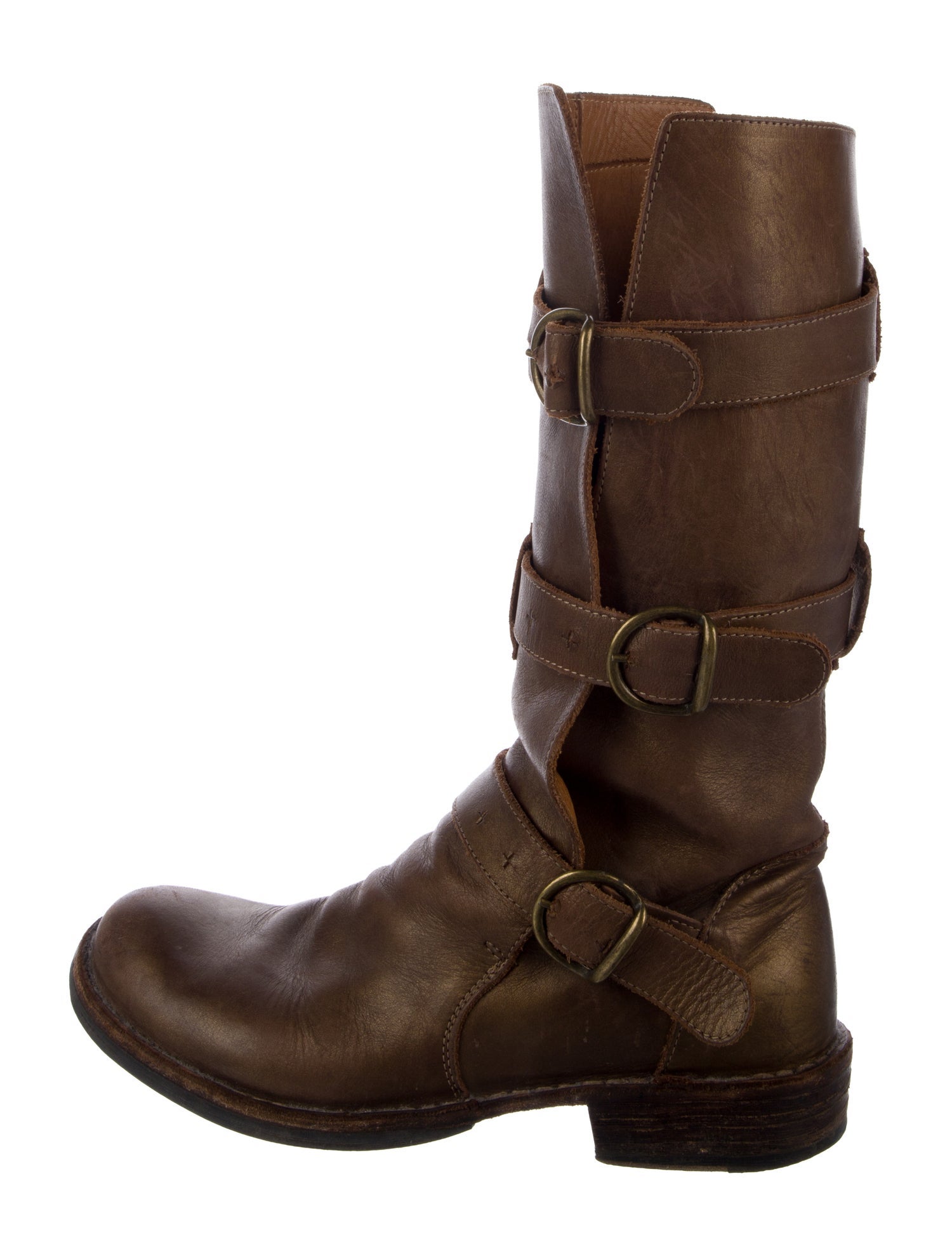 Fiorentini + Baker Leather Colorblock Pattern Moto Boots