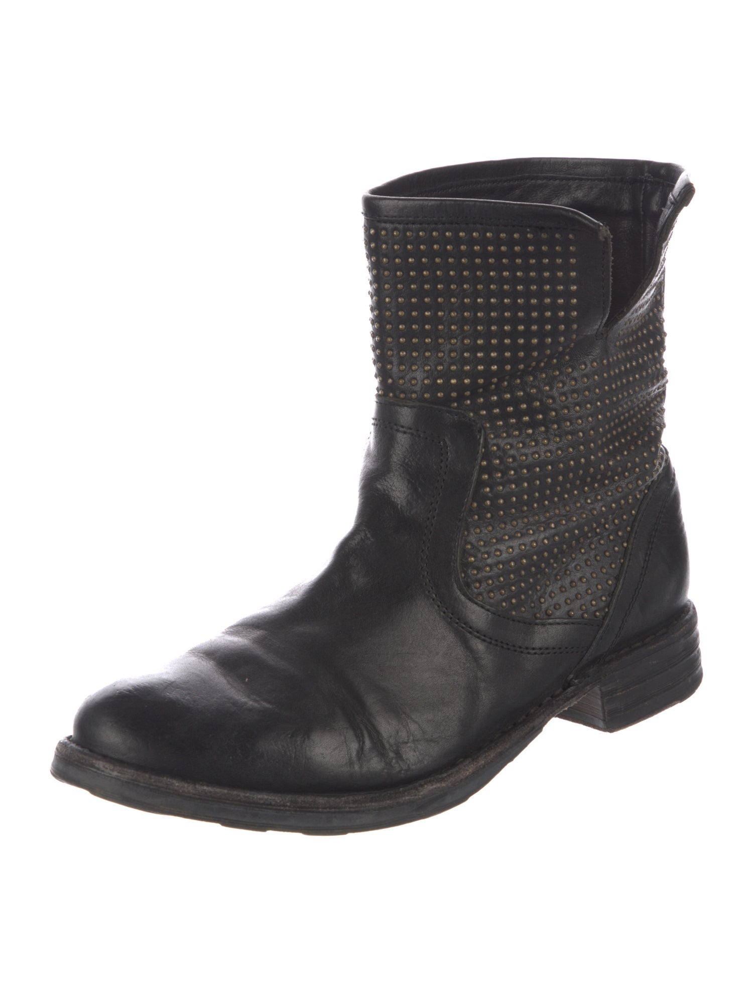 Fiorentini + Baker Leather Studded Accents Moto Boots