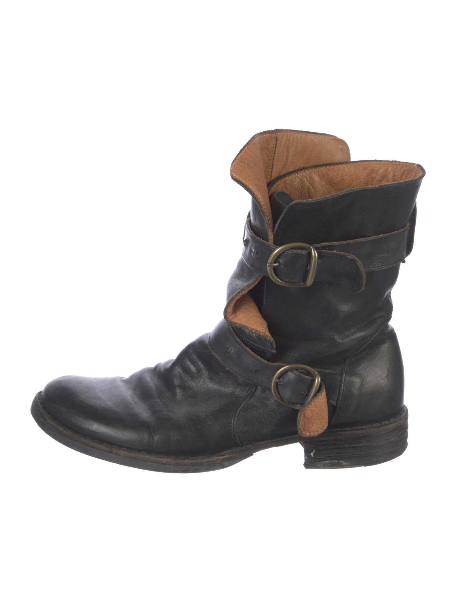 Fiorentini + Baker Leather Distressed Accents Moto Boots