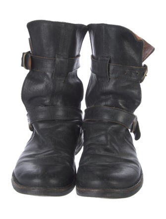 Fiorentini + Baker Leather Distressed Accents Moto Boots