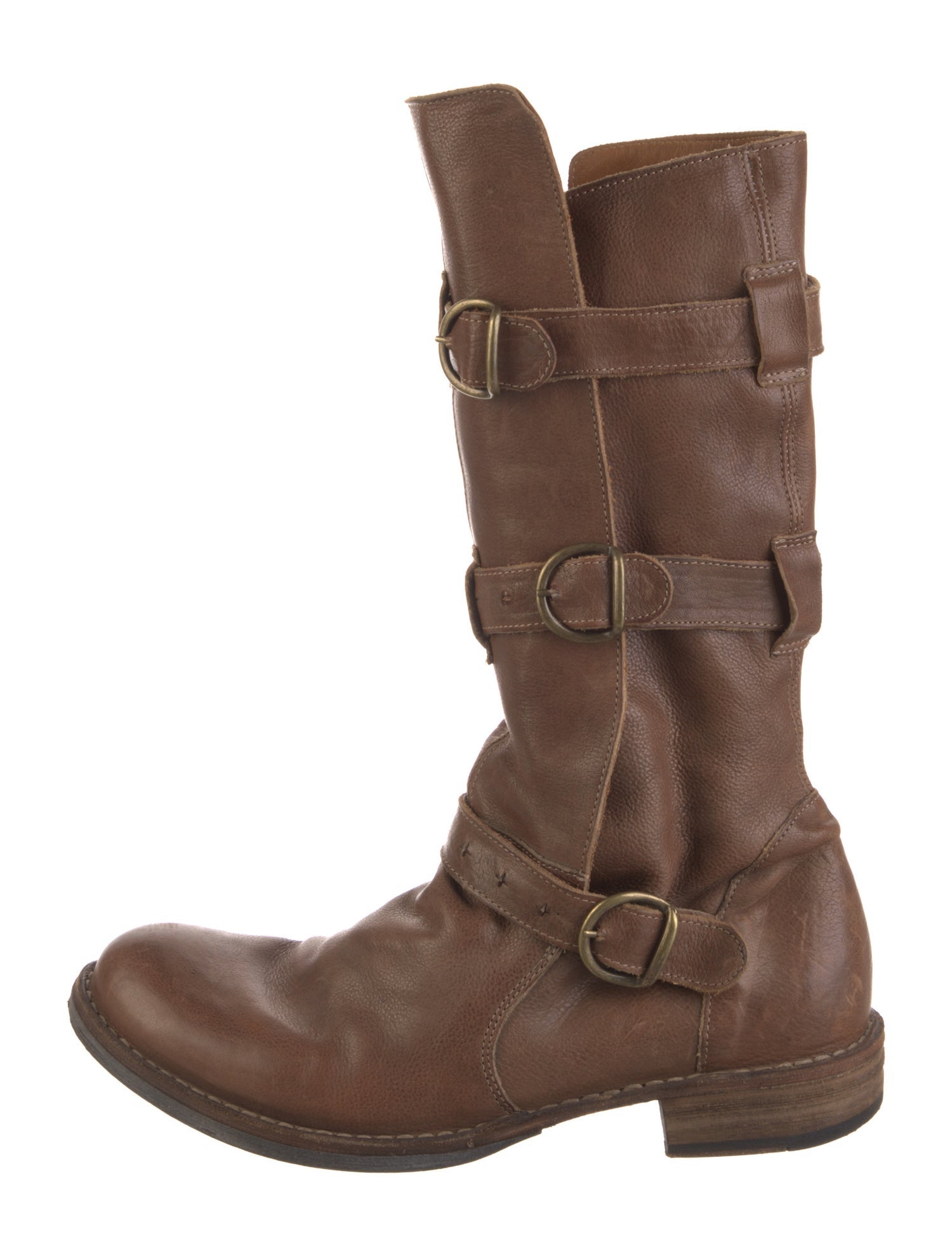Fiorentini + Baker Leather Whipstitch Trim Moto Boots
