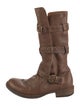 Fiorentini + Baker Leather Whipstitch Trim Moto Boots