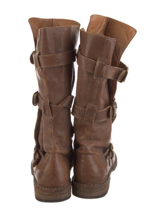 Fiorentini + Baker Leather Whipstitch Trim Moto Boots
