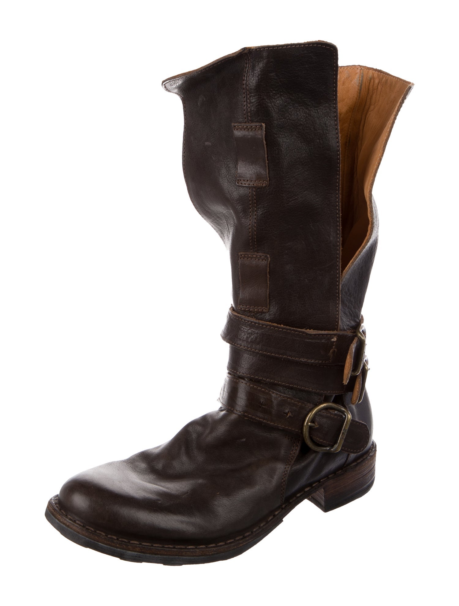 Fiorentini + Baker Leather Distressed Accents Moto Boots
