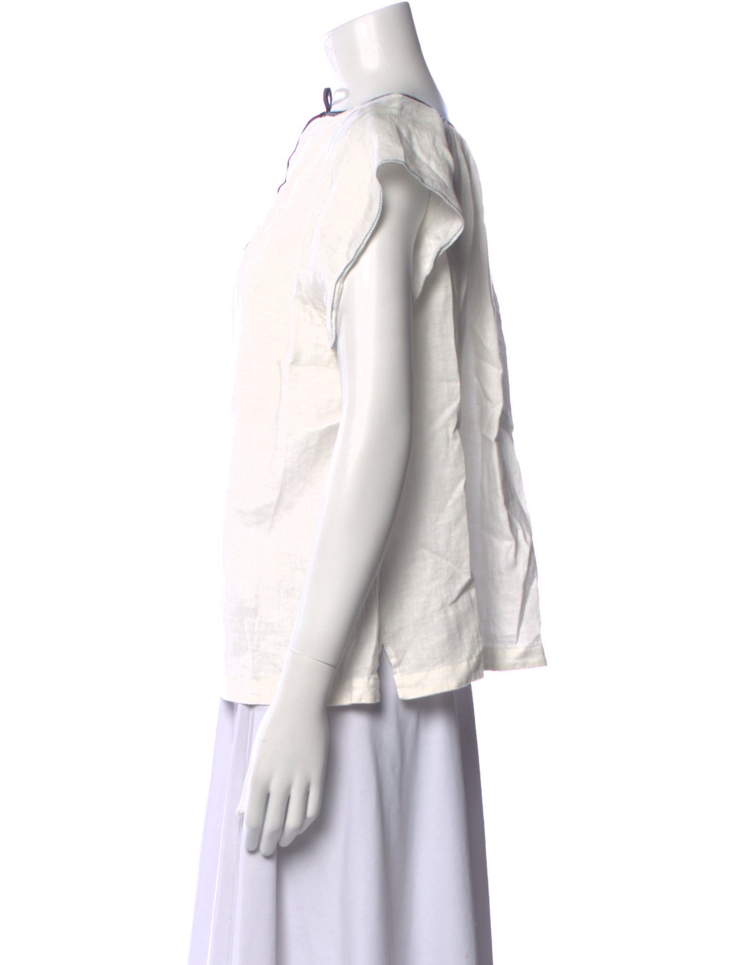 Fabiana Pigna Linen Tie Neck Blouse