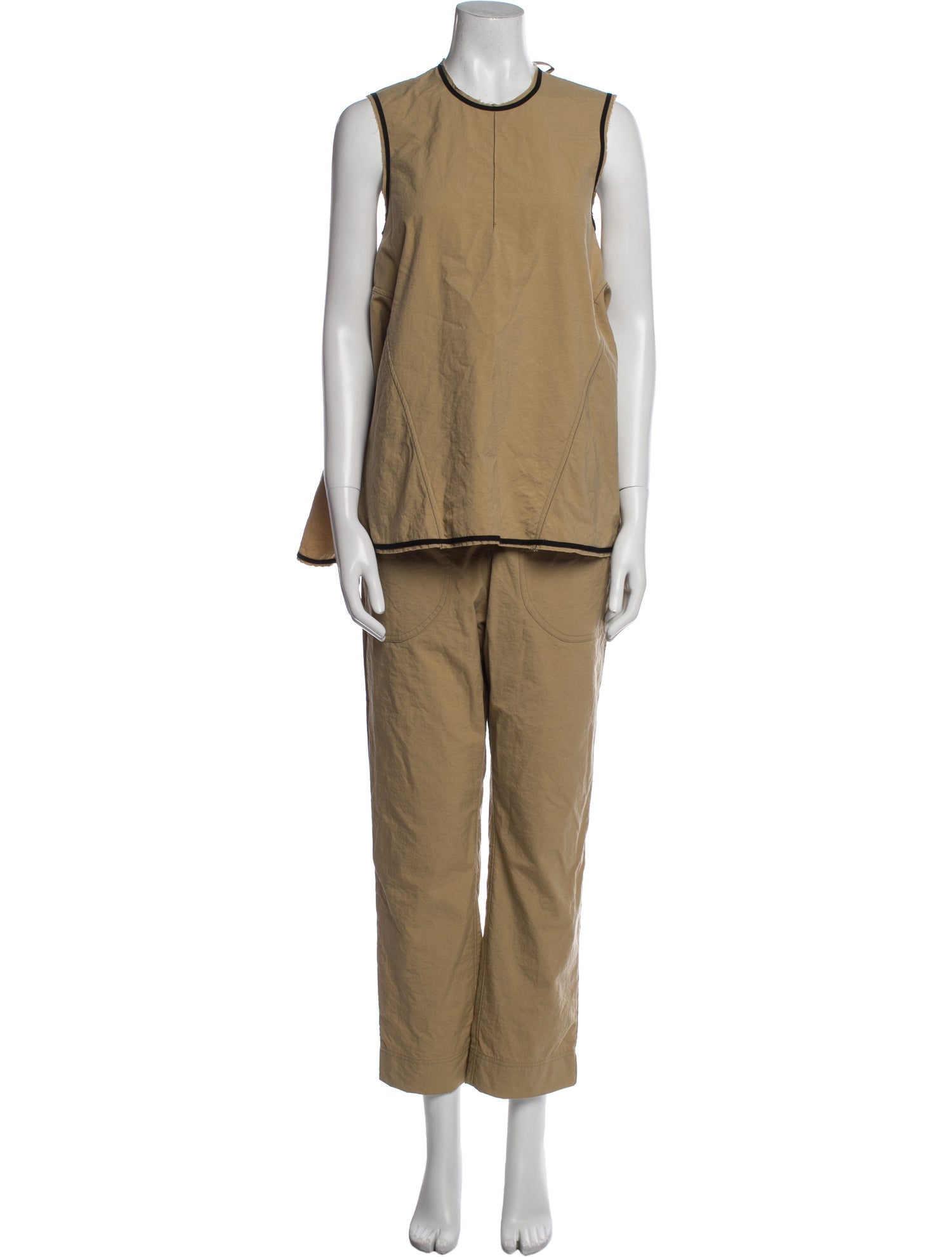 Fabiana Pigna Nylon Raw-Edge Trim Pant Set