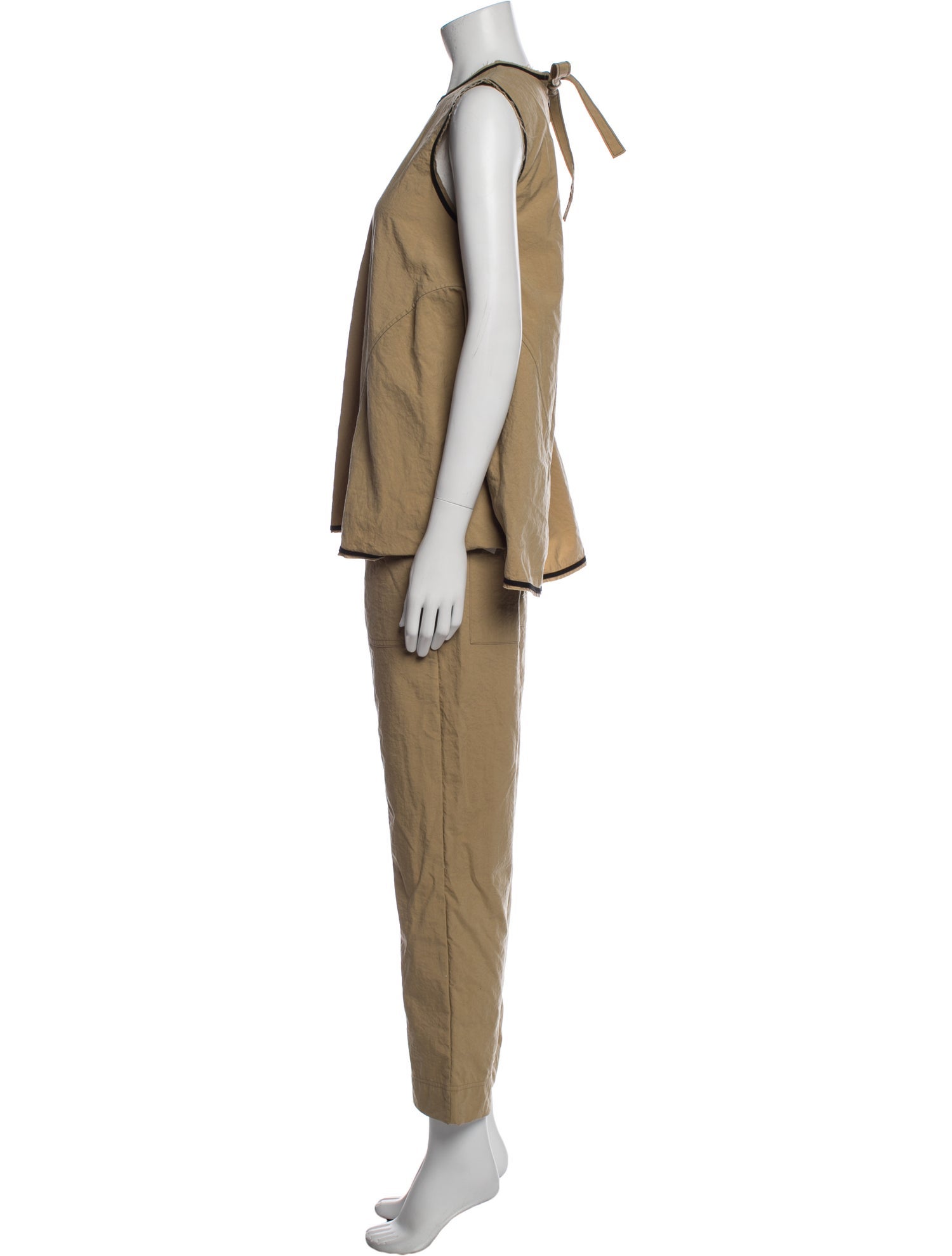 Fabiana Pigna Nylon Raw-Edge Trim Pant Set