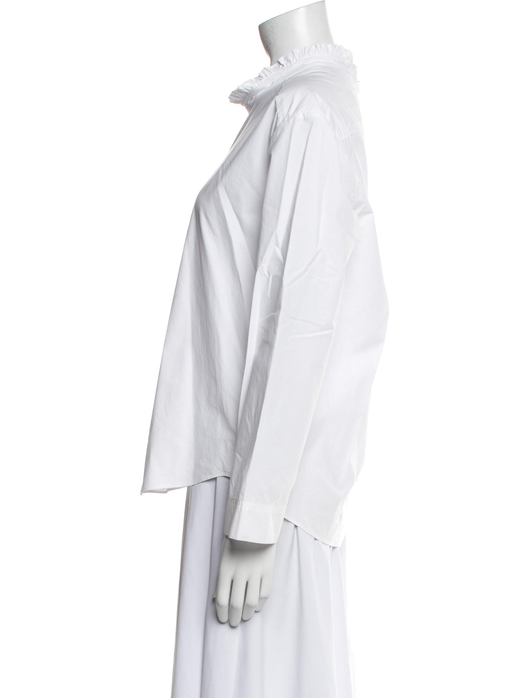 Fabiana Pigna Mock Neck Long Sleeve Button-Up Top