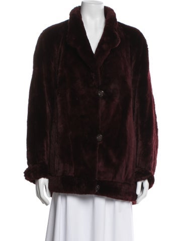 Pre-owned Furs By Mannis Mink Faux Fur Jacket In Burgundy