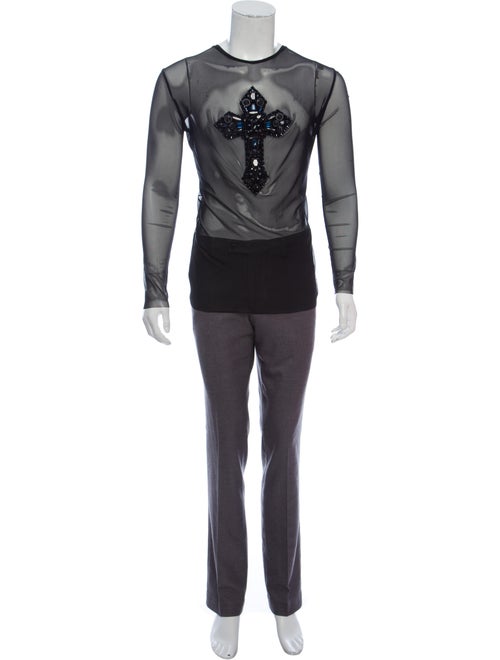 Faith Connexion Embellished Mesh T-Shirt black