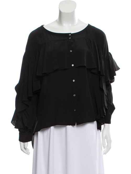 Faith Connexion Silk Long Sleeve Blouse Black