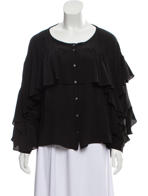 Faith Connexion Silk Long Sleeve Blouse Black