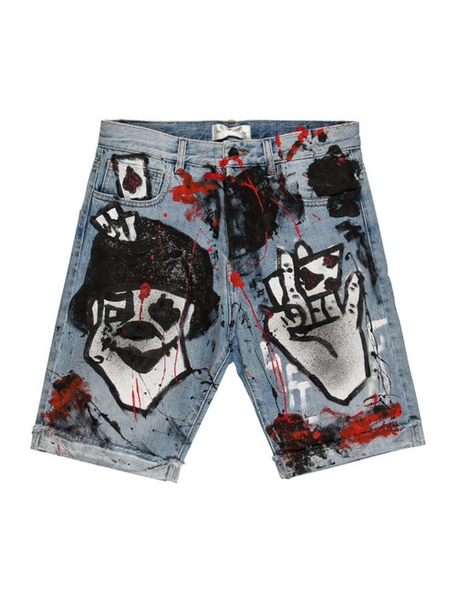 Faith Connexion Graphic Print Denim Shorts Denim