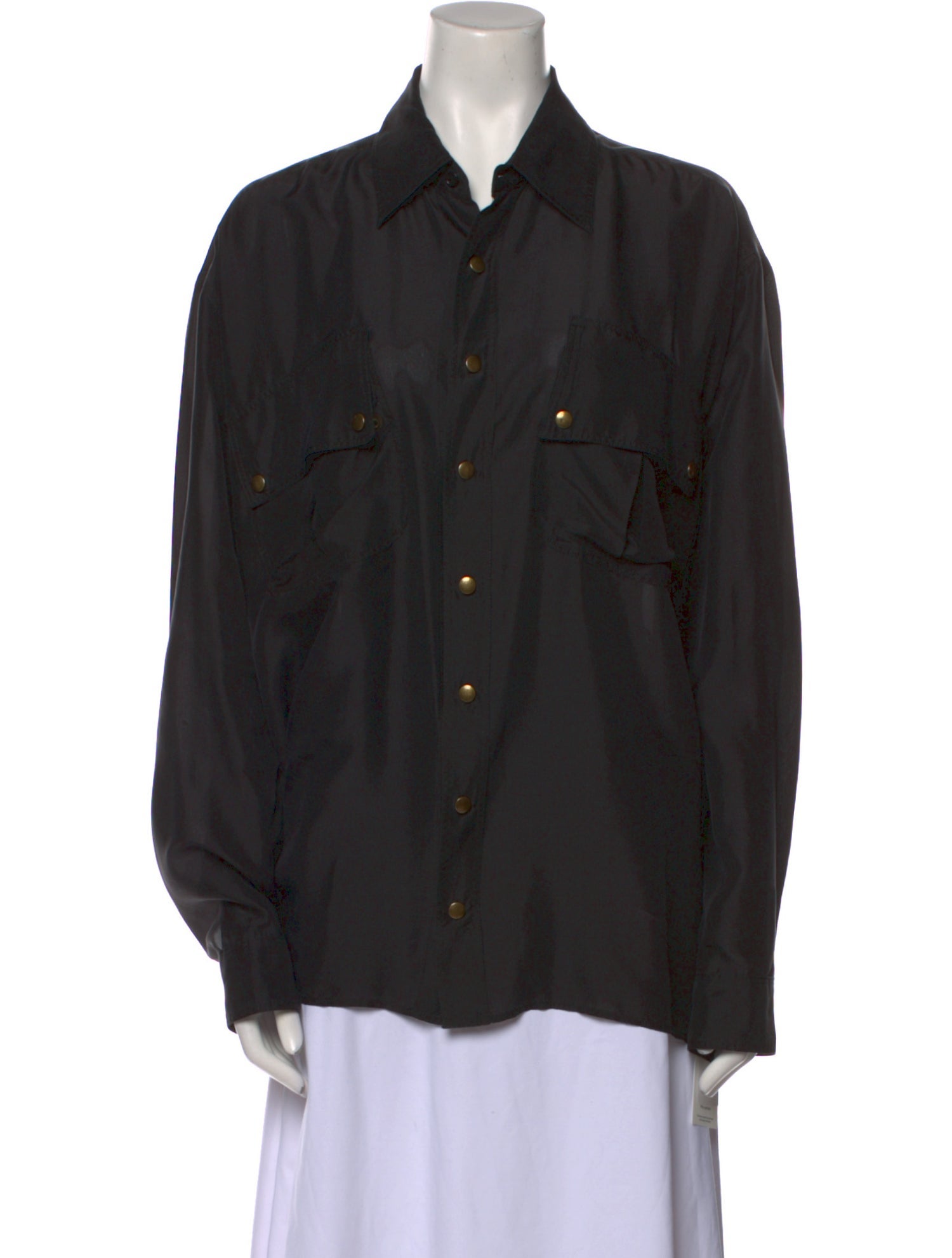 Faith Connexion Silk Long Sleeve Button-Up Top