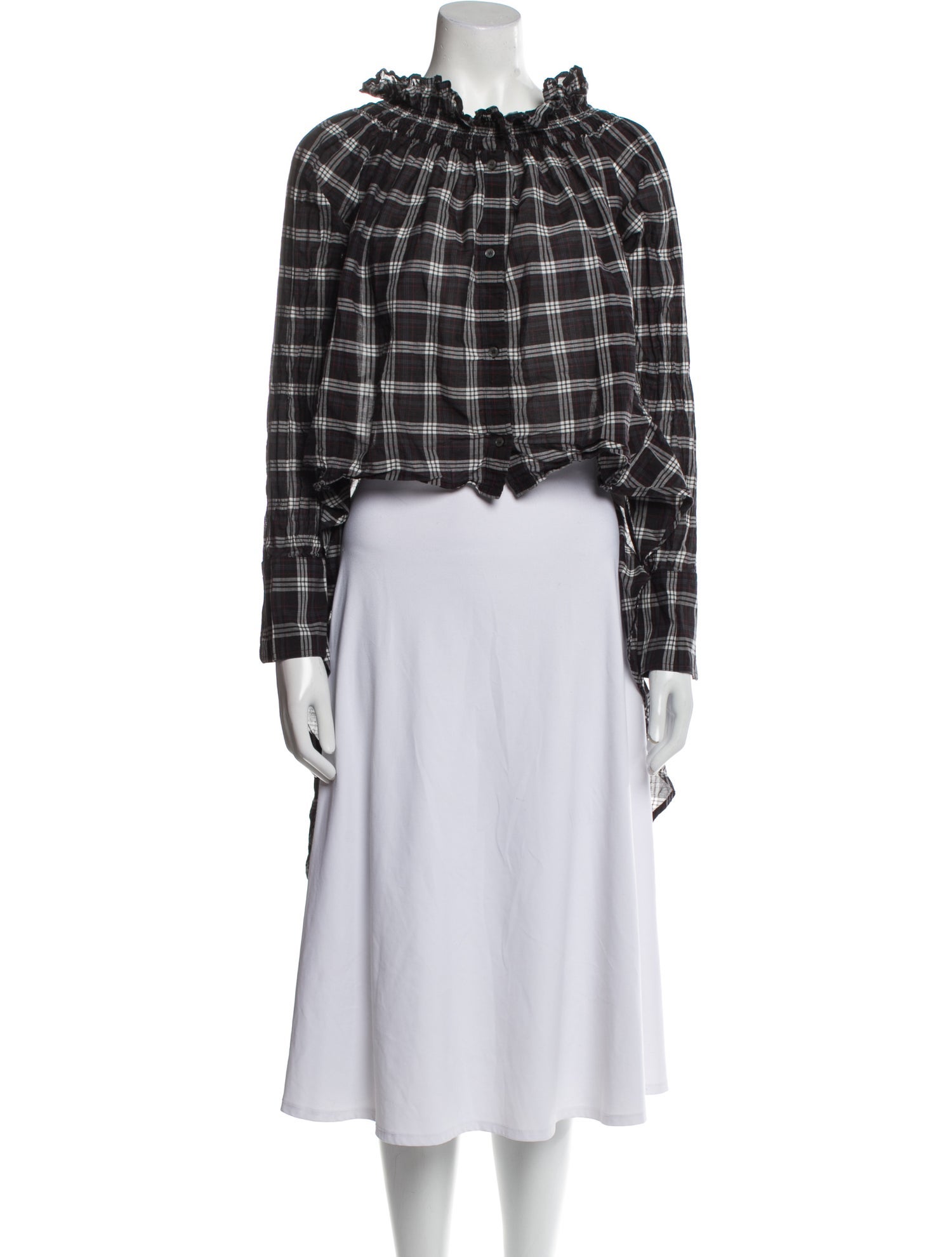 Faith Connexion Plaid Print Mock Neck Crop Top