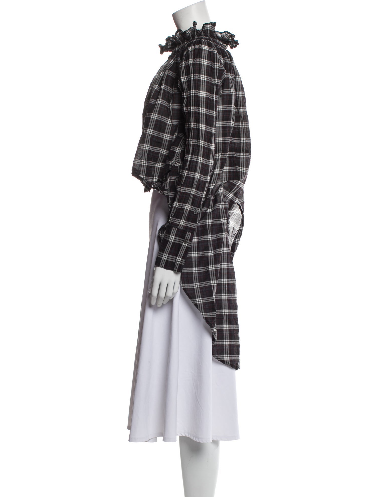 Faith Connexion Plaid Print Mock Neck Crop Top