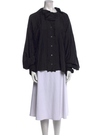 Faith Connexion Silk Mock Neck Button-Up Top
