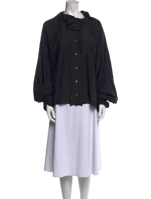 Faith Connexion Silk Mock Neck Button-Up Top