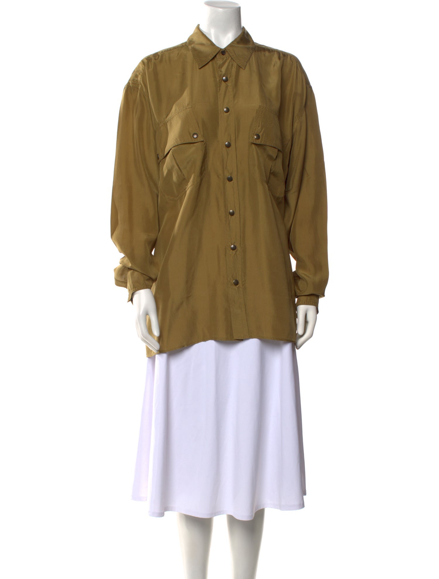 Faith Connexion Silk Long Sleeve Button-Up Top