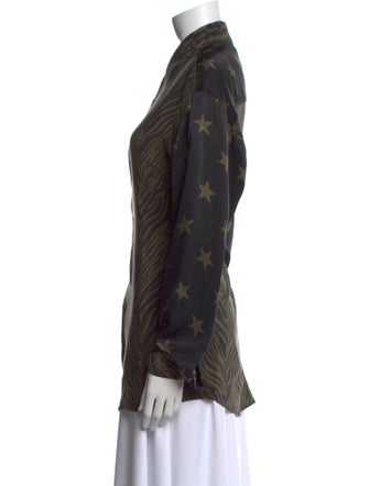 Faith Connexion Silk Animal Print Button-Up Top