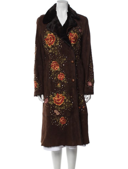 Fur Couture Beverly Hills Shearling Floral Print Fur Coat