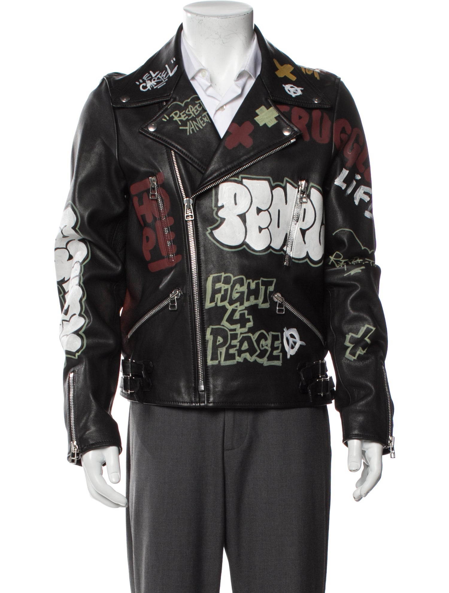 Faith Connexion x Pisco Logik Lamb Leather Printed Moto Jacket