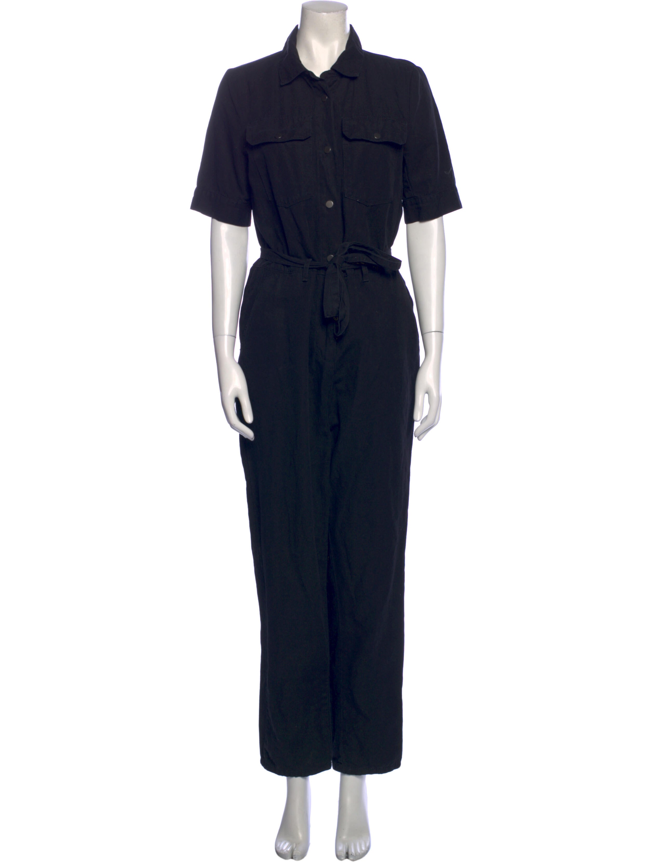 FRAME Crew Neck Jumpsuit Black, 12.25" Rise Jumpsuits and Rompers