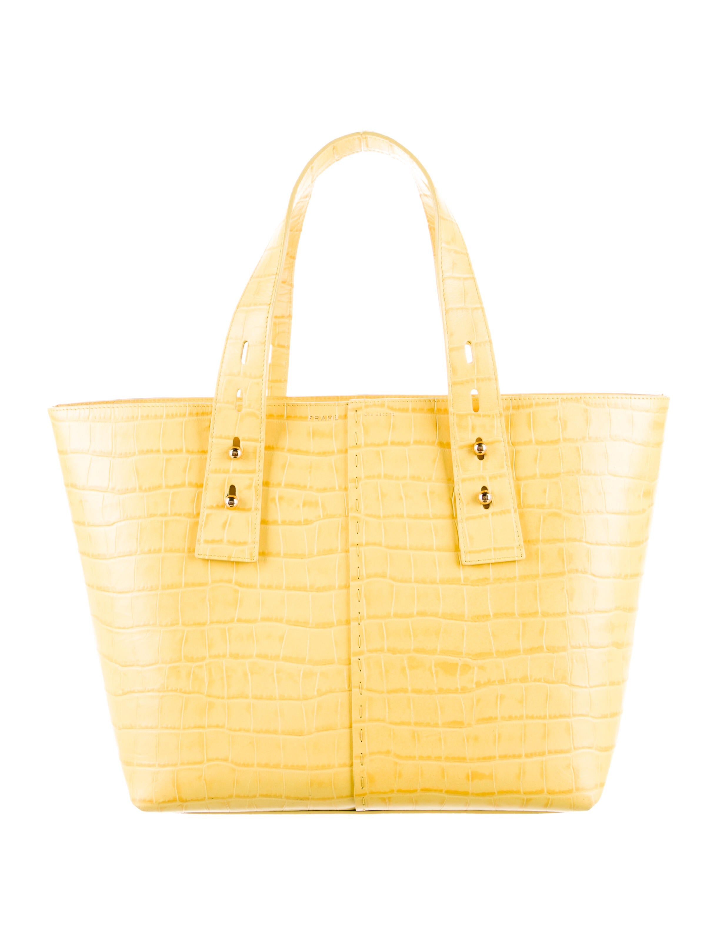FRAME Leather Embossed Tote Bag Yellow Totes, Handbags WFD164663