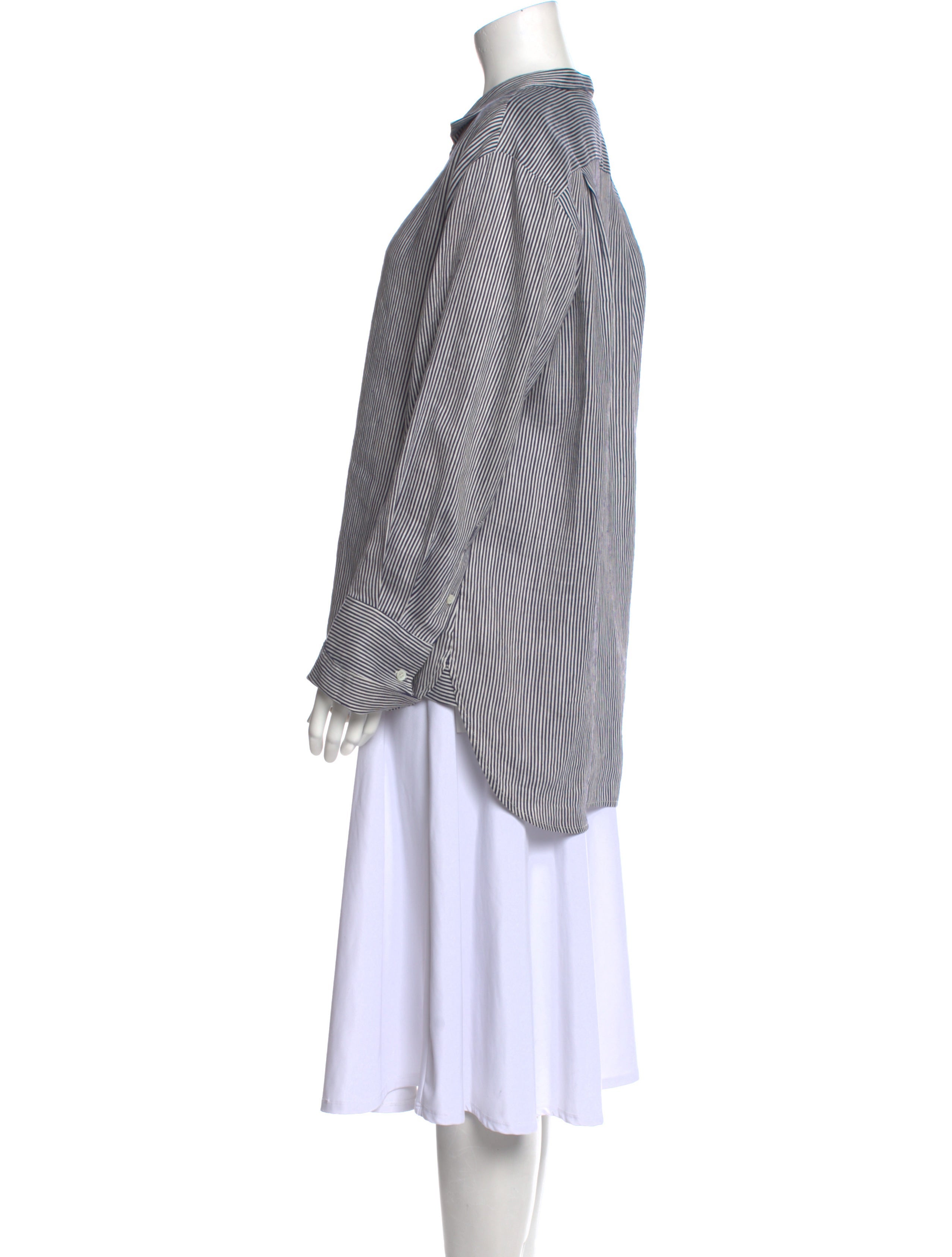 FRAME Striped Long Sleeve Button-Up Top