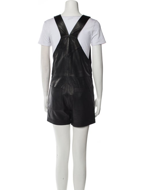 FRAME Lamb Leather Square Neckline Romper