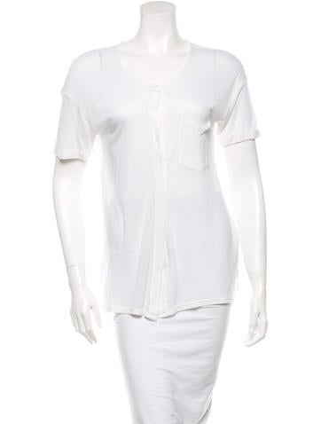 Frame Denim Short Sleeve Button-Up Top