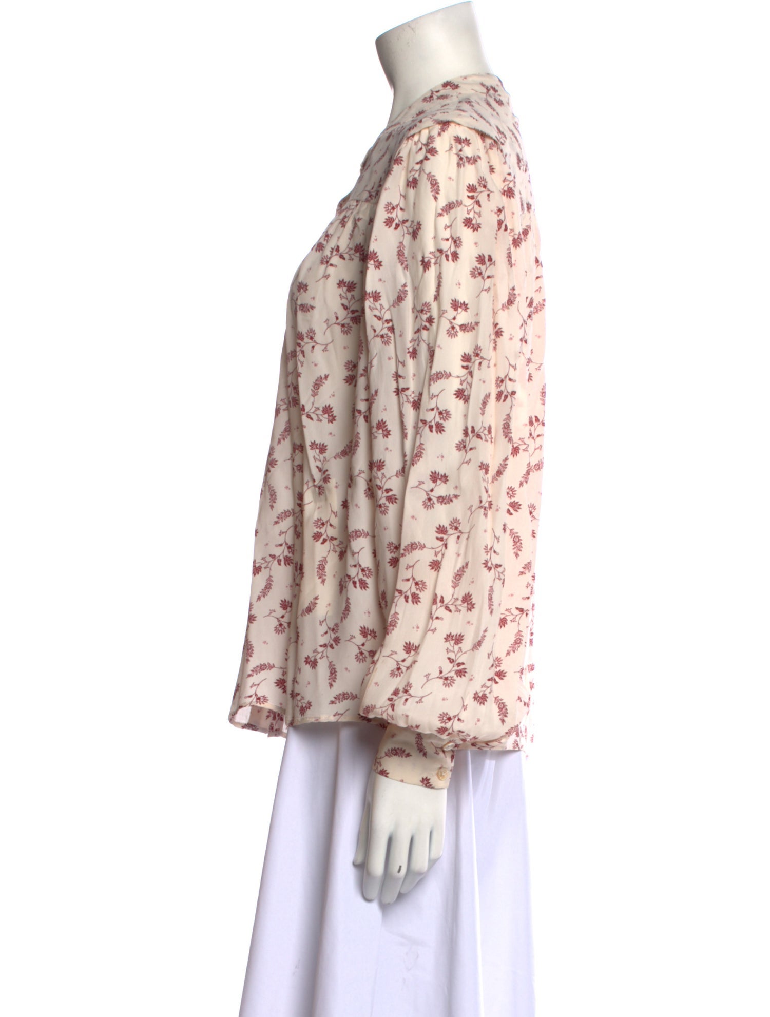 FRAME Floral Print Mock Neck Blouse