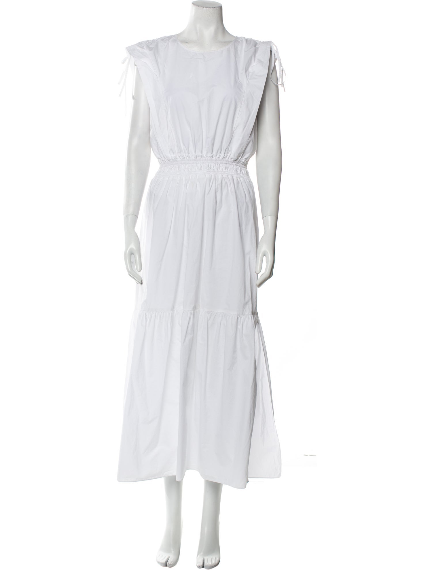 FRAME Bateau Neckline Long Dress White Dresses, Clothing WFD211252