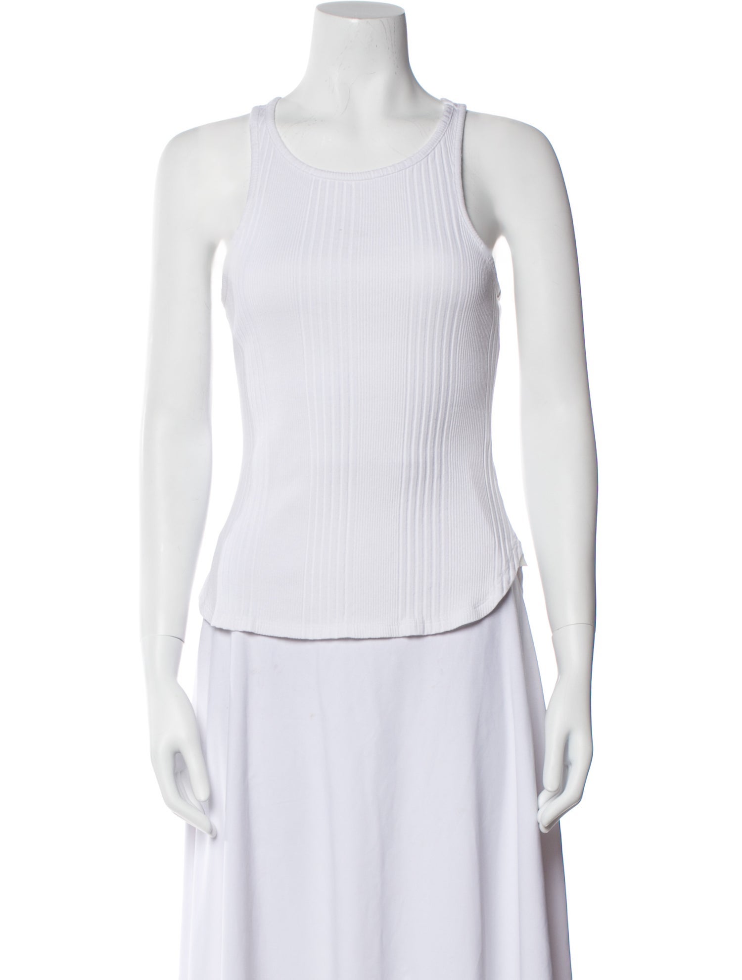 FRAME Scoop Neck Sleeveless Top White Tops, Clothing WFD216488