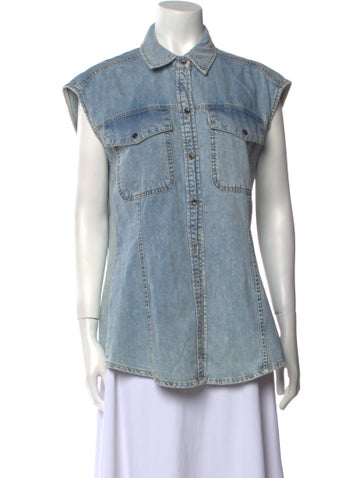 Frame Tops Sleeveless Button-Up Top M