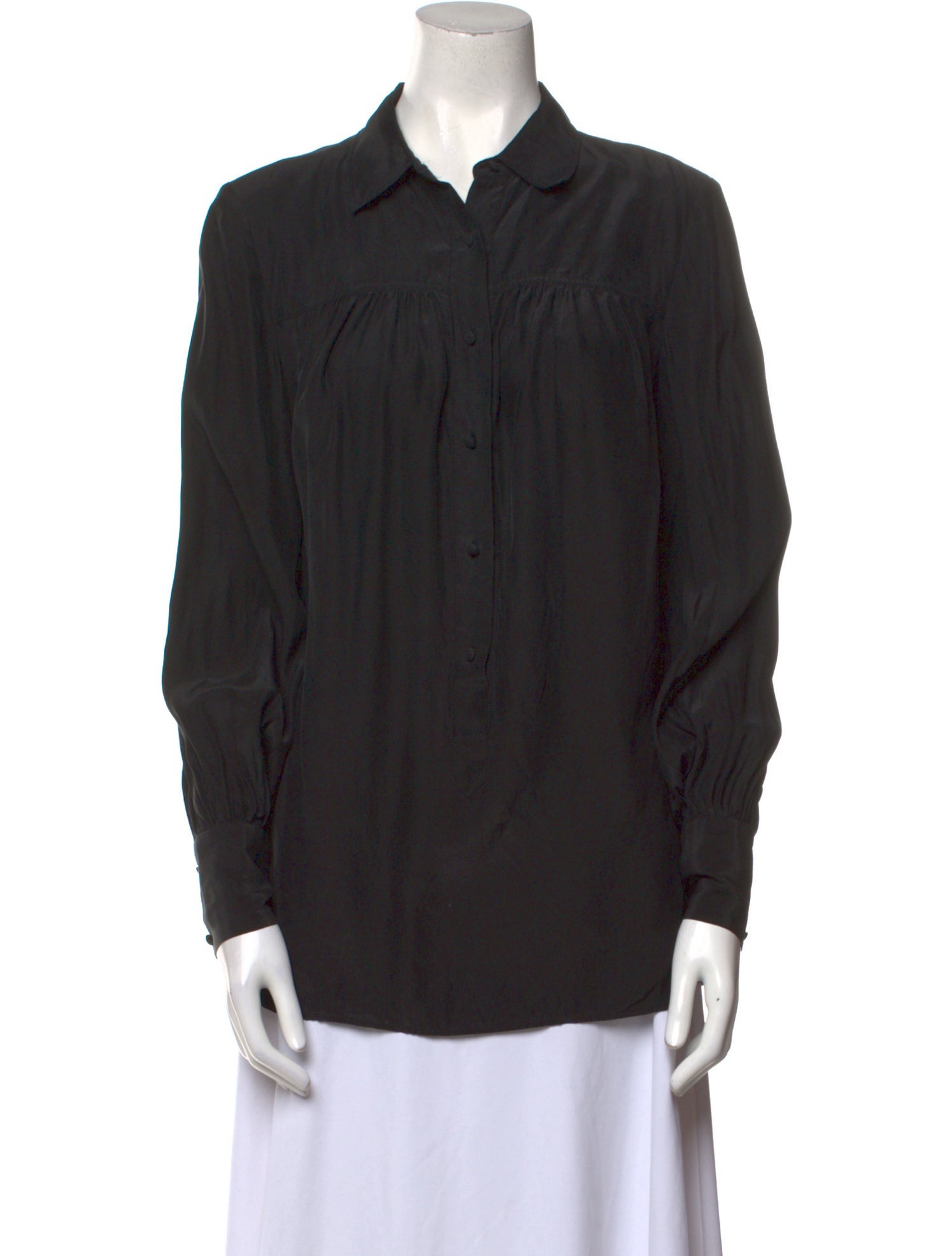 FRAME Silk Long Sleeve Button-Up Top