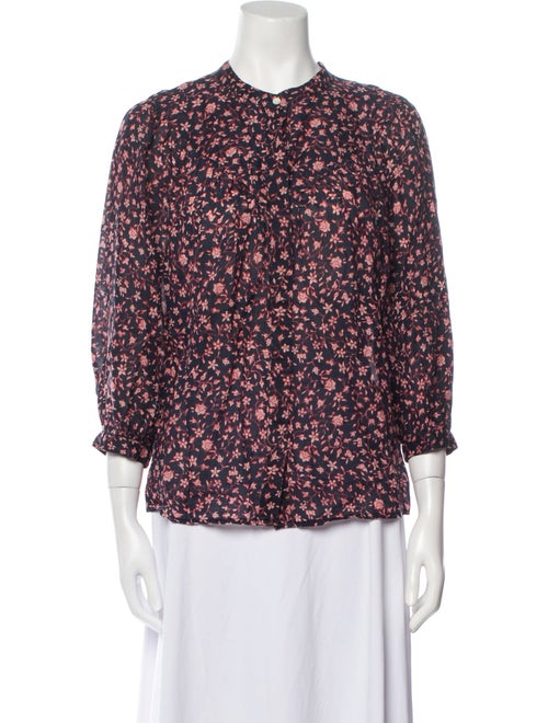 FRAME Floral Print Mock Neck Blouse