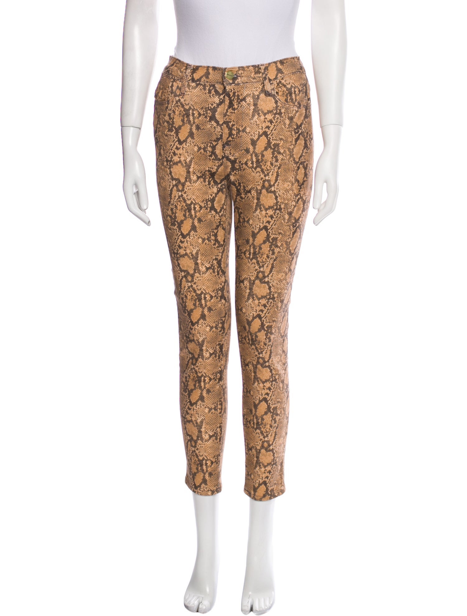 FRAME Animal Print Skinny Leg Pants