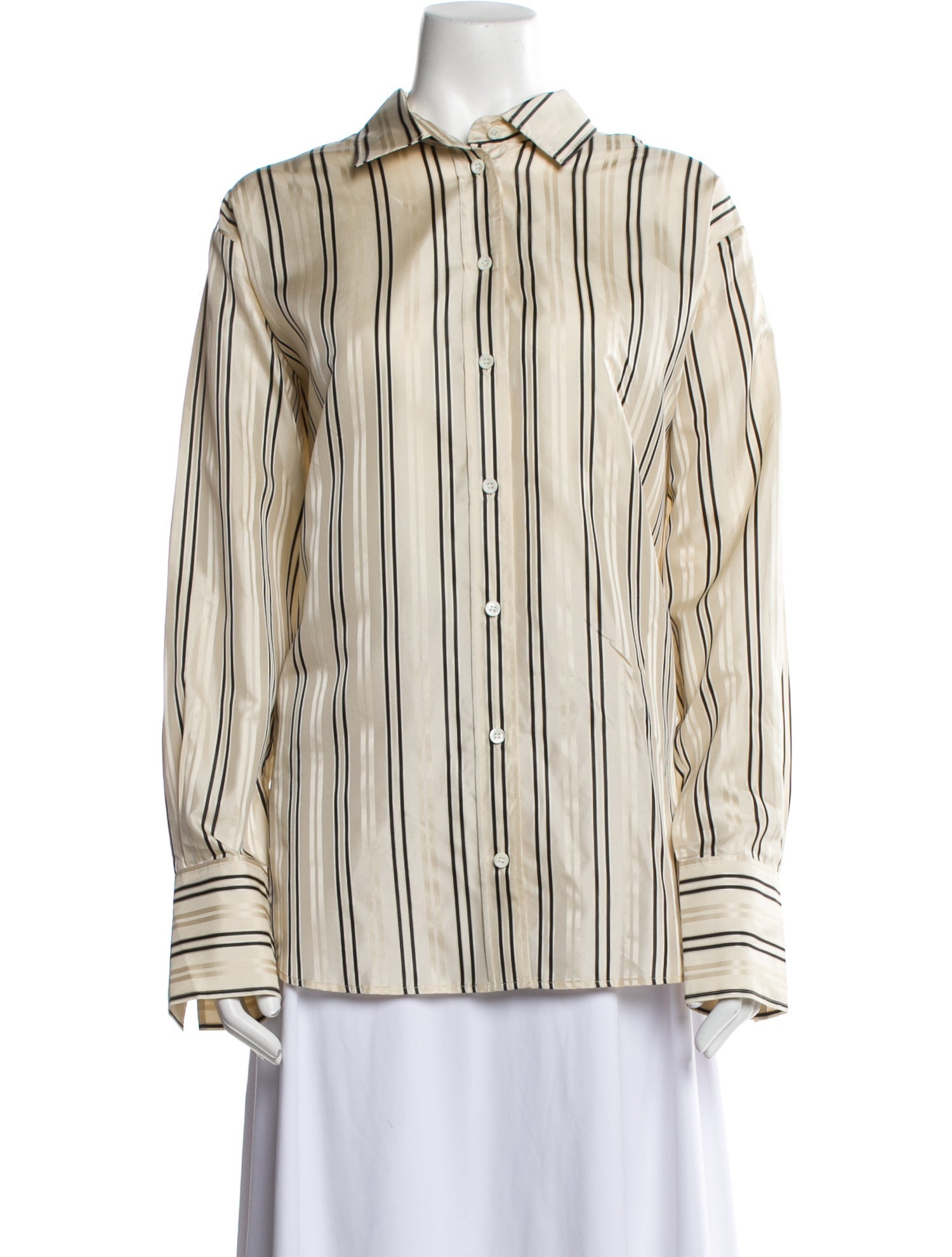 FRAME Silk Striped Button-Up Top