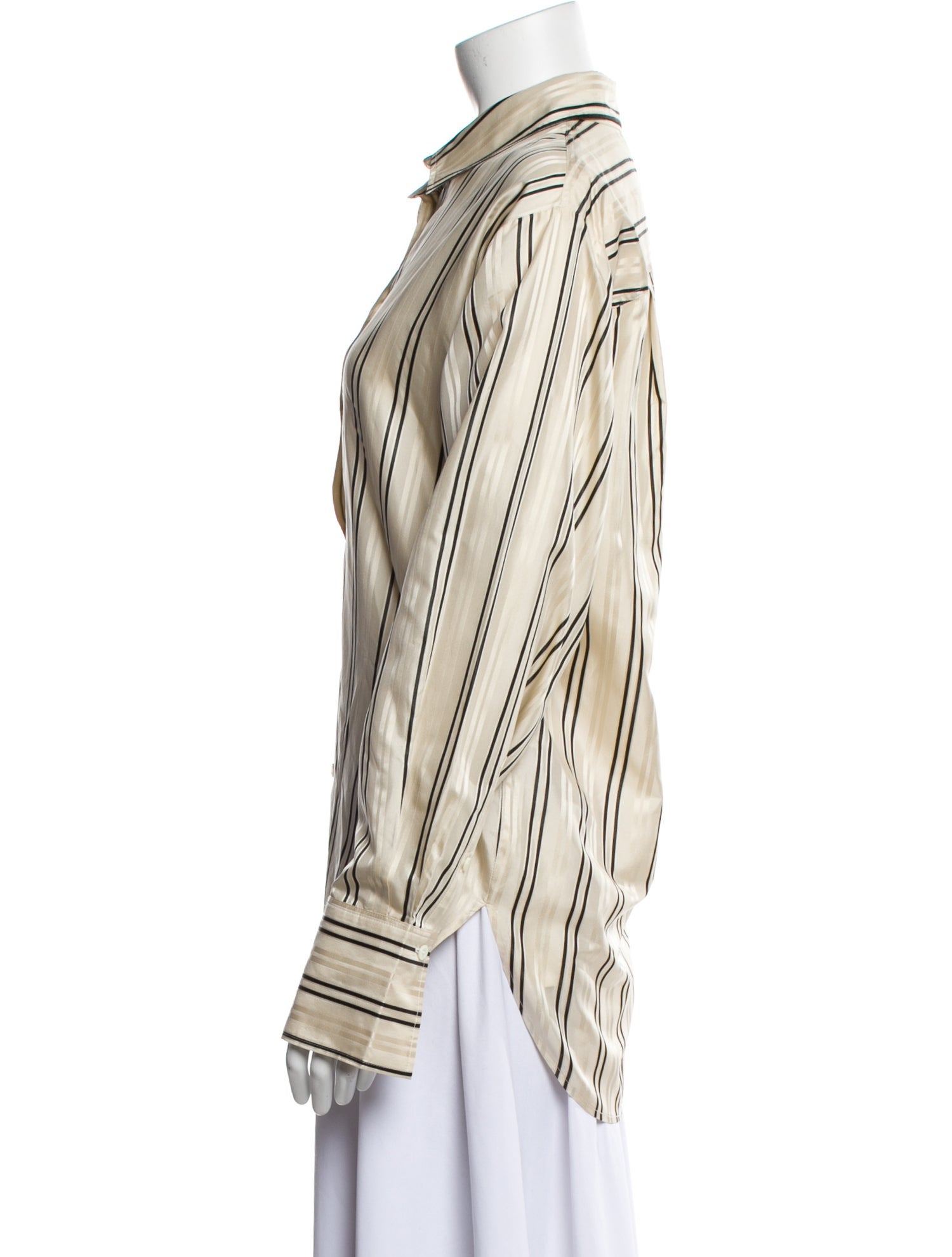 FRAME Silk Striped Button-Up Top