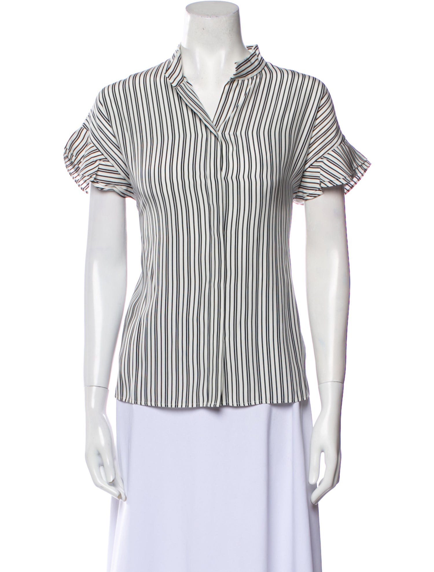 FRAME Silk Striped Button-Up Top