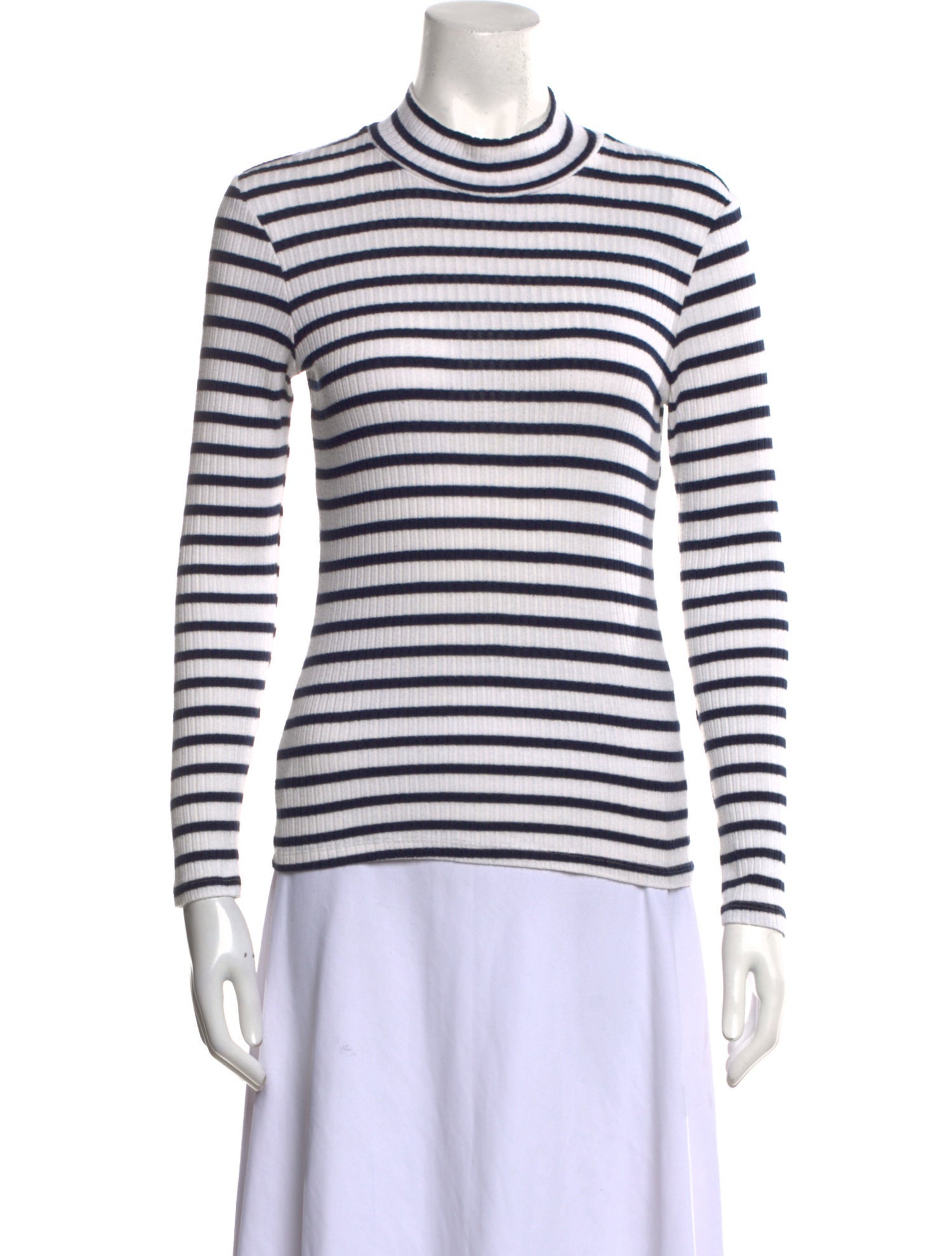 FRAME Striped Mock Neck Top