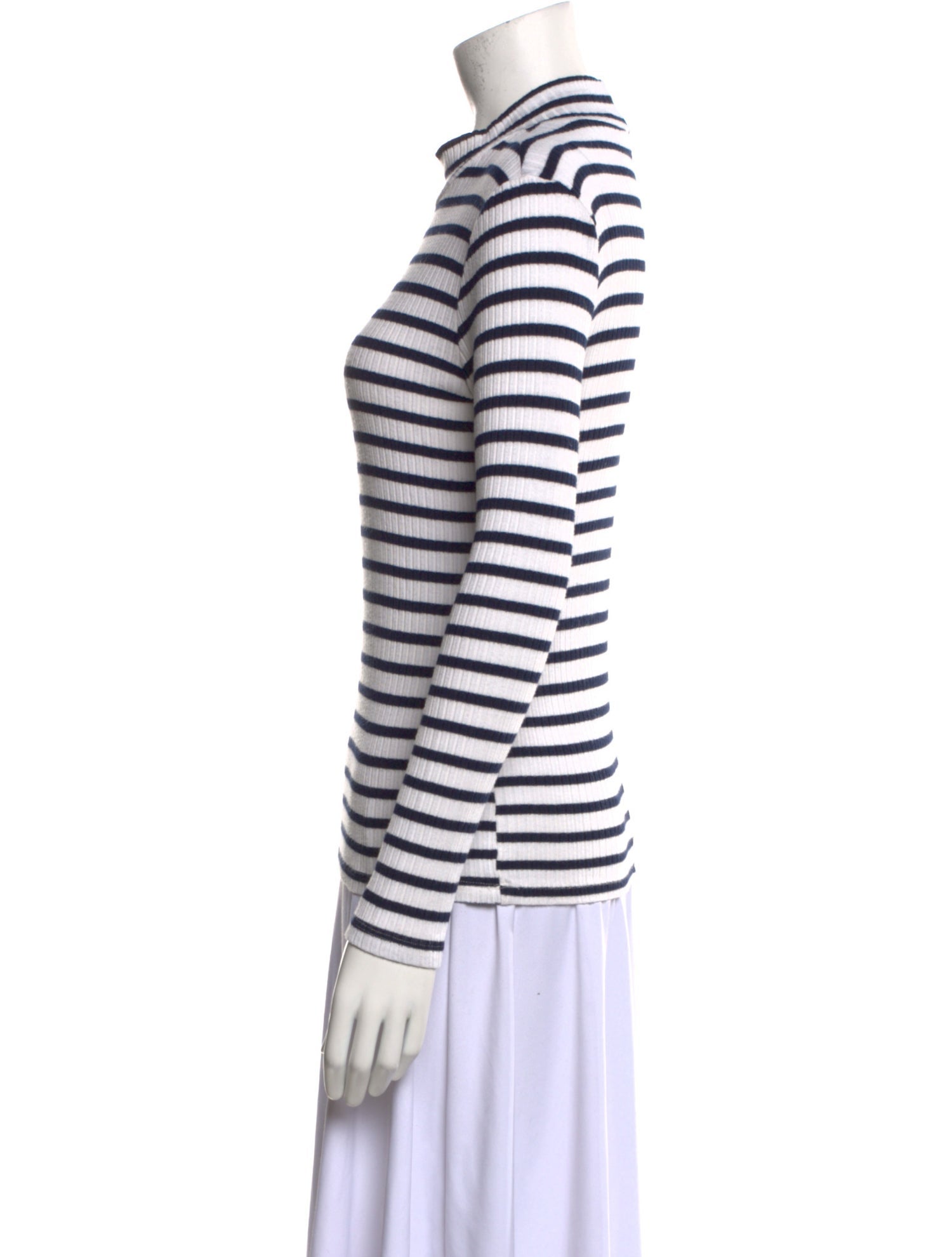 FRAME Striped Mock Neck Top