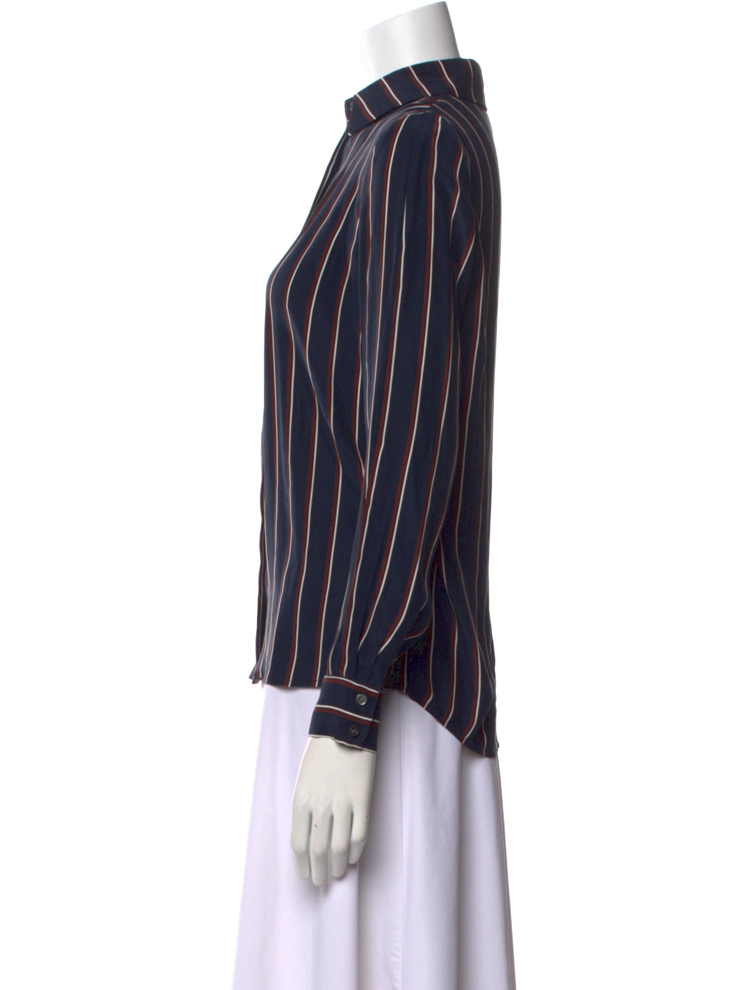 FRAME Silk Striped Button-Up Top
