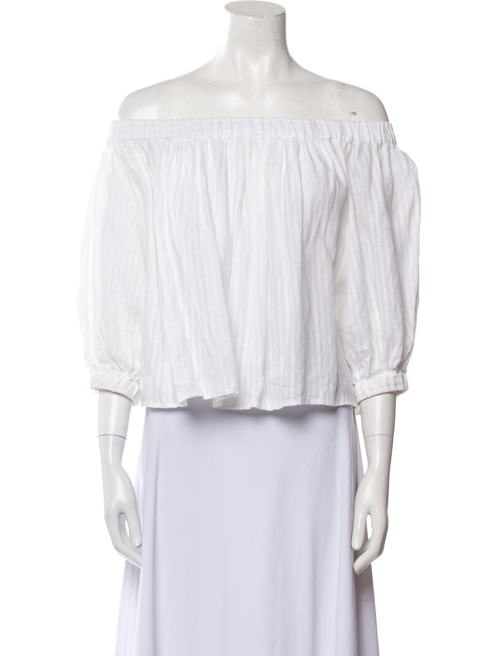 FRAME Linen Striped Crop Top