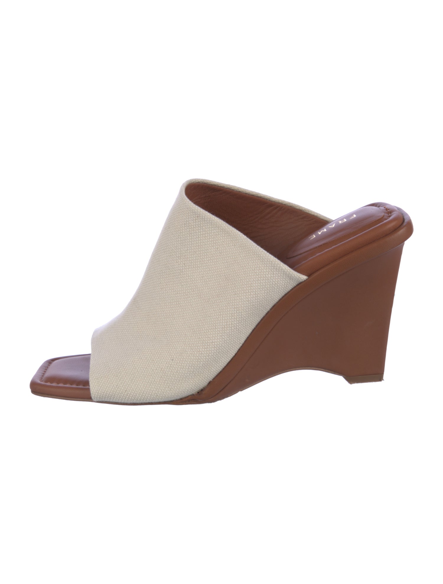 FRAME Canvas Leather Trim Embellishment Slides