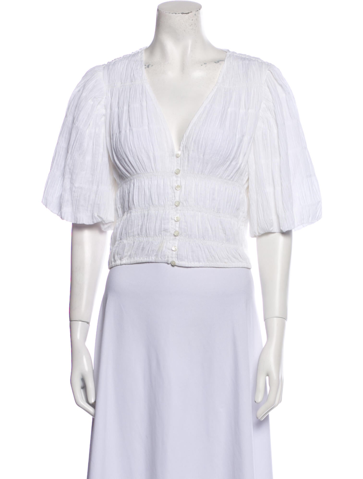 FRAME Striped V-Neck Crop Top